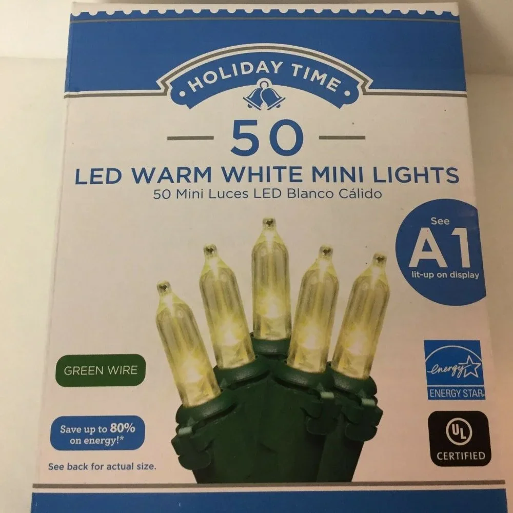 LED 50 Warm White Mini Christmas Lights 10.5' Green Wire Wedding Indoor Outdoor